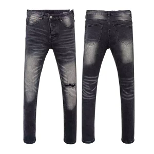 Quality 1 To1 Men’s Skinny Comfort Denim Jeans Ripped Stretch Jeans Denim Pants With Logo Tag Stock