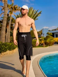 Quick Dry Anti UV Muslim Men’s Swim Shorts 2 in 1 Compression Liner Modest Islamic Swimwear