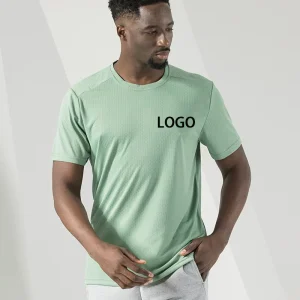Quick Dry Mesh Jacquard Weave Men’s Custom Breathable Short Sleeve Top Gym Fitness Running Shirt Sportswear Clothes