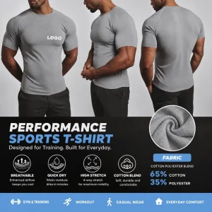 Quick Dry Muscle Eco Friendly Slim Fit Men’s T-Shirts Sports Wear Custom Design Brand Print Workout Gym T-Shirt for Men
