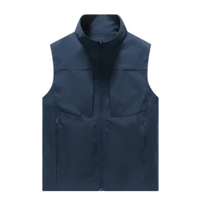 Quick Dry Plain 100% Polyester Waterproof Breathable Summer Zipper Outdoor Vest for Men