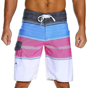 Quick Dry Plus Size Striped Gingham Board Shorts for Men Custom Swim Surf Gym Fitness Swimwear 100% Polyester Anti-Bacterial