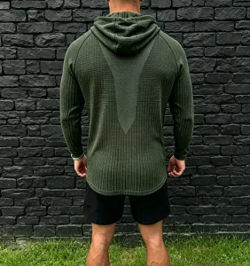 Quick Dry Running Men’s Long Sleeve Shirt Fitness Breathable Seamless Hoodies Sportswear Men’s Gym Hoodies