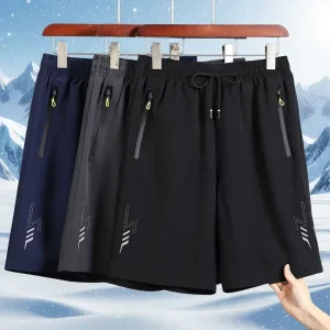 Quick Drying Shorts Men’s Sports Shorts Ice Silk Five Quarter Shorts Beach Shorts Summer Loose and Breathable Casual Shorts
