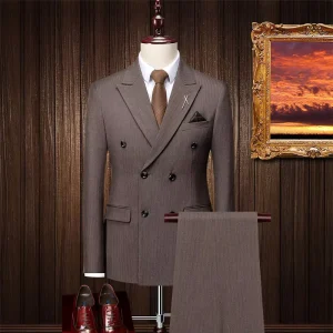 RTS High Quality Business Suits Double Breasted Men Suit Pants Casual Groom Wedding Three Piece Suits for Men