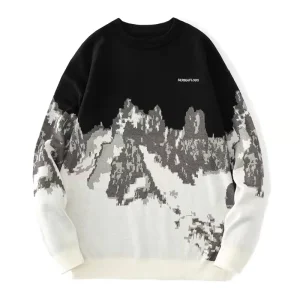 RTS Man’s Sweater Crew Neck Long Sleeve Jacquard Knitwear Fashion Loose Casual Men’s Clothing