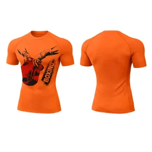 RTS ODM Service Men’s Athletic Cut Compression Top Polyester Sublimation Printed Solid Color Boxing Compression Shirt for US