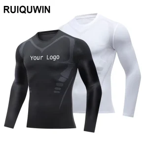 RUIQUWIN OEM Men’s Quick Drying High Elastic Bodysuit Basketball Cycling Running Training T Shirt Long Sleeve Top