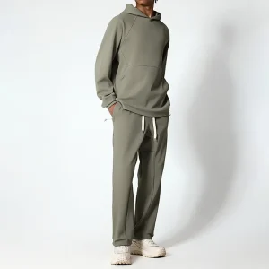 Raglan Sleeve Heavyweight Solid Summer Tracksuit Set Custom Printed Men’s Sports Fleece