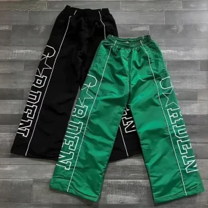 Rainbow Spray Nylon Trackpants Men Sweatpants Lightweight Baggy Wide Leg Jogger Silk Screen Printing Men’s Quick Dry Track Pants