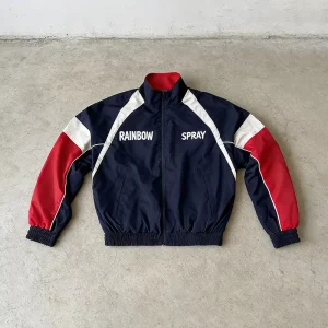 Rainbow Spray Premium Streetwear Supplier Contrast Color Activewear Zipper Jackets Sport Color Block Windbreaker Jacket for Men