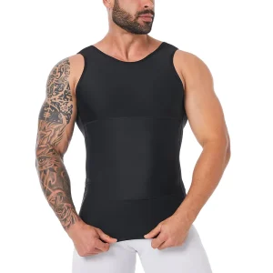 Ready Stock Men’s Slimming Breathable Body Shaper Vest Gynecomastia Compression Shirts Tummy Control Double Layer Posture