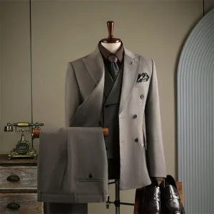Ready-made Men’s Suits High Quality Double Breasted Men Suits Sets Factory Custom Wedding 3 Piece Suits Set for Men