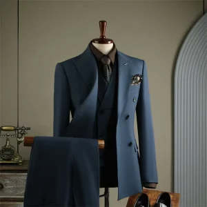 Ready-made Mens Suits High Quality Double Breasted Men Suits Sets Factory Custom Wedding Man Suit 3 Piece