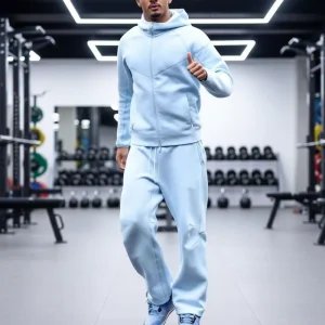 Ready to Ship Mens Gym No Training Suit Cta Tech Fleece Zipper Hooded Tracksuit 100% Cotton Two Piece Set New Design for Fitness