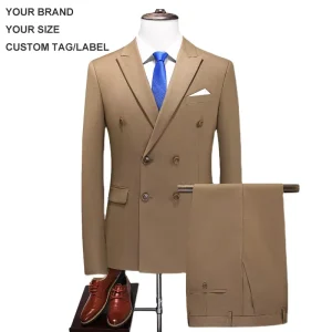 Red Royal Blue Navy Notch Lapel Double Breasted Men’s Suits Set Wedding Tuxedos Blazer Prom Suits 2 Pieces Jacket+Pant