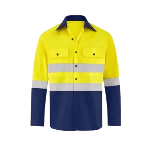 Reflective Cotton Men’s Long-sleeved Shirt High Visibility Workwear Railway and Coal Mine Tooling Uniform Workshop