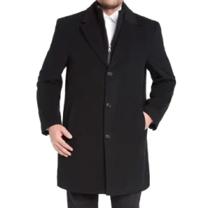 Removable Waistcoat Double Collar Winter Mens Wool Long Coat