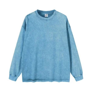 Retro Washed Solid Oversized Men’s T Shirt Long Sleeve