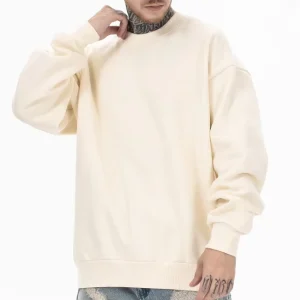 Round Neck Drop Shoulder Loose Mens Sweatshirt Customized Solid Color Oversized Men’s Sweatshirts