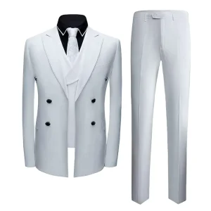 Royal 3 Piece White Coat Pant Photos Designs Wedding Men Suit for Office