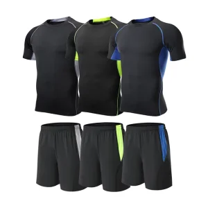 Running Suit Casual Men’s Fitness Clothes Sports Shorts Quick drying Tights Short sleeved Training Sportswear