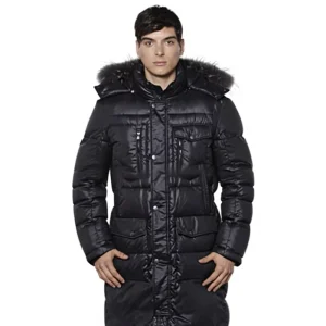 Russian Style Men’s Plus Size Waterproof Overcoat Long Down Coat with Fur Collar