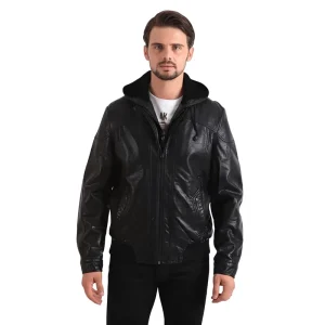 Russian Winter Clothing Classic Men’s Faux Leather Coats Plus Size Waterproof with Faux Fur Lining