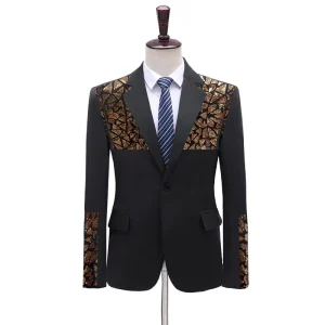 S 5XL Spring New Men’s Slim Blazers Suits Coat Male Nightclub Bar Singer Costumes Jacket Symphony Sequins Stitching COAT