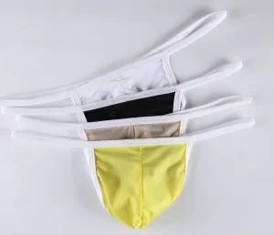 Seamless Solid Color Sexy Men T-Back G-string Low-Waisted Men Thong Bikini Underwear Pouch Brief