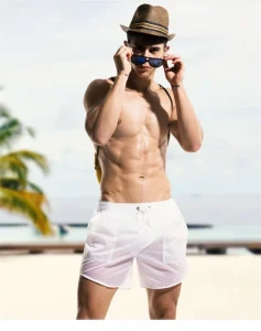 Sexy Men Summer Surfing Transparent Swimwear Men’s Swimsuits Beach Wear Swim Shorts