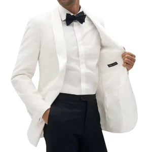 Shawl Lapel Tailor Made White Men’s Suits Custom Men’s Blazer Formal 2 Pieces Wedding Suits for Men