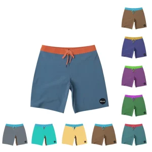 Shinesia Men’s Basic Style Quick Drying Polyester Surf Beach Swimwear Custom OEM Plus Size Color Contrast Shorts 1 Piece