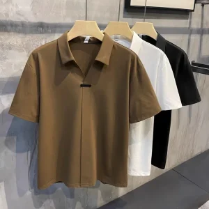 Short Sleeved Shirt for Men in Summer Wrinkle Resistant and Iron Free Men’s Business Casual White Shirt