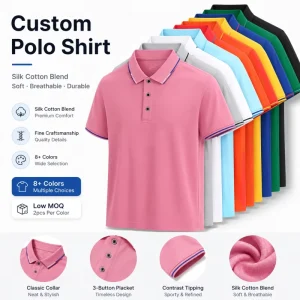 Silk Cotton Polo Shirts Men Custom Embroidery Logo Golf Polos Bulk Breathable Business Casual Tops