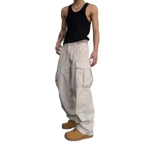 Six Pocket Mens Outdoor Pant Nylon Hip Hop Baggy Pants Straight Beige Tactical Cargo Unisex Cargo Pants Men