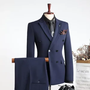 Slim Fit Groom Wedding Business Tuxedo Formal Men’s 3 Piece Blazer Set Zipper Closure Mandarin Collar Windproof Suits