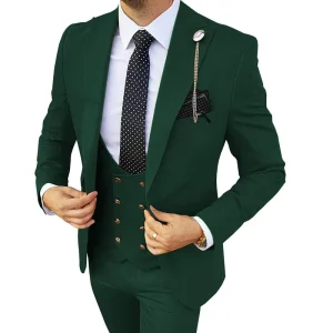 Slim Fit Men’s Fashion Prom Suits Elegant Customized 3 Piece Groom Tuxedos Zipper Closure High Viscose for Wedding Business
