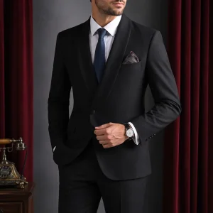 Slim Fit Men’s Shawl Lapel Blazer One Button Daily Office Wear Business Formal Wedding Party Prom Graduation Suit Jacket