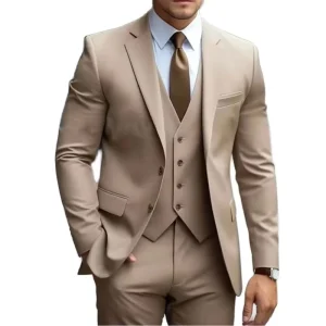 Slim Fit Waterproof Breathable Polyester cotton Coat Pant Men’s Suits 3 Piece Wedding Turkish Suit for Men