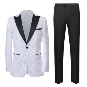 Slim Mens Coat Pant Designs Wedding Suit Italian High Quality Luxury Dinner Formal Business Men Two Piece Suits Jacquard