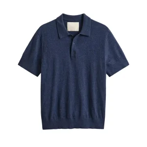 Slub Cotton Blend Short Sleeve Polo Sweater Knitwear Short Sleeve Casual Men’s Sweater for Summer