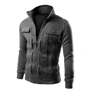 Smart Casual Men’s Racer Jacket ODM Fashionable Zipper Slim-Fit Fleece-Lined Windproof Quick Dry Eco-Friendly