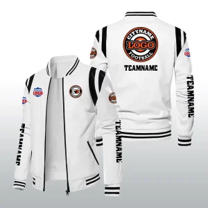 Soccer American Football Team Outdoor Windproof Men’s Baseball Zip Jacket Handsome Coat Snug Leather