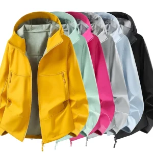 Softshell Jacket Waterproof Windproof Breathable Drawstring Hem Zipper Pockets Casual Hooded Multi Color Outdoor Coat
