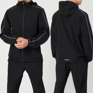 Solid Color High Quality Two Piece Sport Wear Fashion Zipper up Coat Hoodies and Pant Men’s Tracksuit