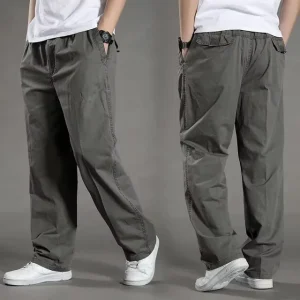 Solid Color Men’s Clothing Cargo Pants Hombre 6XL Large Size Casual Trousers