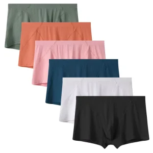 Solid Color Men’s Mid Rise Boxer Briefs Sexy Rayon Soft Underwear Shorts Lightweight Breathable Daily Underpants for Adult Men