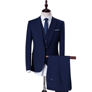 Solid Color Slim Fit Male Classical Office Formal 3 Piece Coat Pant Design Custom Blazer Business Men’s Suits