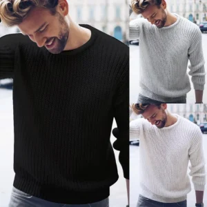 Solid Color Sweater Knitwear Men’s Plus Size Knitted Pullover Sweaters Autumn Clothing